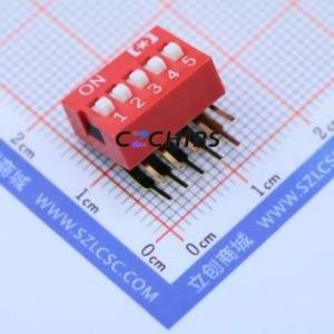 VHG1S-05H-R DIP Switch Through hole Component (THT) Switch Flat Toggle, Raised Type Single Pole Single Throw 5 2.54mm - Product Image 1