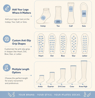 Chaussettes de Pilates et de Yoga Premium d'Intérieur pour Femmes et Jeunes, en Coton Tricoté Personnalisé, Antidérapantes, Respirantes et à Séchage Rapide