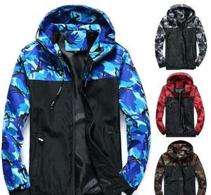 Chaqueta cortavientos de nailon de poliéster impermeable 100% personalizada de suministro de fábrica, capucha de sublimación de camuflaje elegante, oveja bordada - Product Image 5