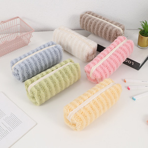 Nuovo Arrivo Astuccio Morbido in Peluche con Cerniera, Tinta Unita, per Scuola e Ufficio, Ragazze, Kawaii, Carino, Stile Coreano, Cancelleria - Product Image 6