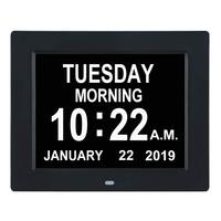 Horloge numérique électronique de 8 pouces avec affichage de la date et fonction de changement de couleur pour les personnes âgées, chiffres faciles à lire, alimentée par piles, pour la maison et le bureau