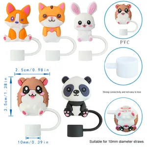 DAMAI lindo 3D estéreo para conejo Panda tapa de <span class=keywords><strong>paja</strong></span> tapón de polvo de plástico para pajitas de 10mm Topper consejos cubierta encantos para accesorios de Bar - Product Image 4