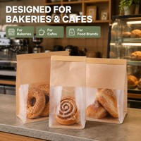 Sac d'emballage alimentaire biodégradable en kraft avec fermeture à lien métallique, qualité alimentaire, pochette auto-scellante personnalisée pour pains moelleux et pains fraîchement cuits, OEM ODM