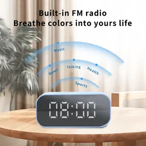 Multi-Funktions-Tech-Geräte FM Radio TF Speicher-Slot Spiegel Digitaluhr Schreibtisch kabellos bt Clock Lautsprecher