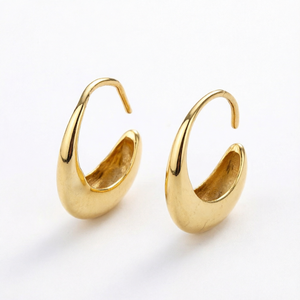 Pendientes de Aro Ovalados con Flores de Plata Chapada en Oro, Certificados por Ivaan Jewels, Modernos, para Mujer, Regalo, para Fiestas - Product Image 1