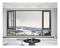 Fenêtres à double vitrage de haute qualité conformes à la norme française NFRC, extrêmement étroites, 36x48, fenêtre à battant en aluminium, cadre avec poignée en verre de grande taille à l'intérieur