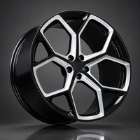 Nouvelle jante en alliage d'aluminium forgé 5 branches, design Y fendu usiné, bicolore noir et argent, logo personnalisé, jante de voiture 16-22 pouces 5x114.3