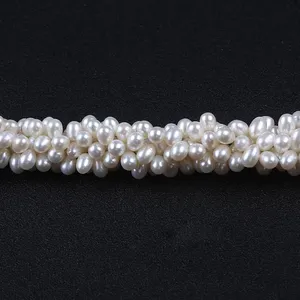 Top Drilled Egg Shape white freshwater pearl strand for decoration