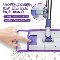 Serpillère anti-poussière de haute qualité avec manche en acier inoxydable durable pour villa moderne, salon – Kit d'outils professionnels pour système de serpillière plate