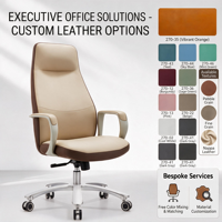 Chaise de bureau de direction moderne, élégante, ergonomique, confortable, avec support lombaire, dossier haut, en cuir synthétique PU