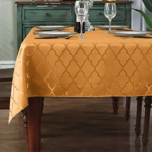 Jacquard Tablecloth Rectangle Flower Pattern Polyester Table Cloth Spill Proof Wrinkle Resistant Table Cover for Thanksgiving