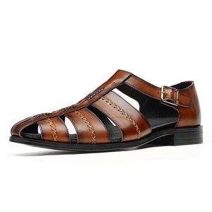 Sandalias Planas Casuales de Verano para Hombre, Sandalias de Senderismo de Primera Calidad, Cuero Vacuno Genuino, Transpirables y Ultracómodas - Product Image 2