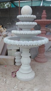 Fontaine d'eau en marbre blanc à 4 niveaux pour jardin, patio extérieur, décoration de cour de maison de luxe, aménagement paysager - Product Image 3