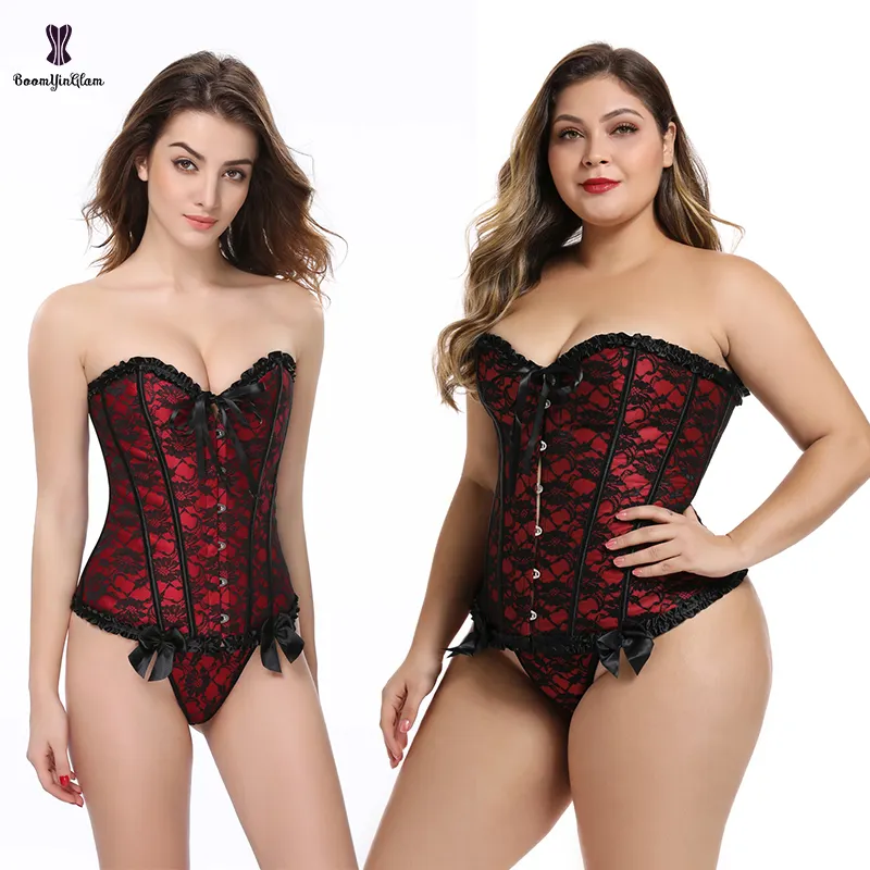 Grande Taille Chinois Corset Sociétés Produit Clips Haut À Volants Dentelle Superposition Mode Corset de Taille Pour Les Femmes