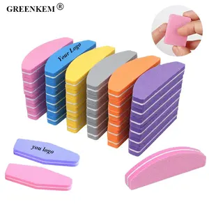 100/180 Mini Colored Sponge Nail File Double-sided Half Moon Nail Buffer Manicure Care Tool Washable Nail File and Buffer