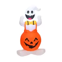 Pantalones con tirantes de calabaza para Halloween, pantalones inflables con ventilador incorporado y luces LED para decorar Yar, 3,9 pies