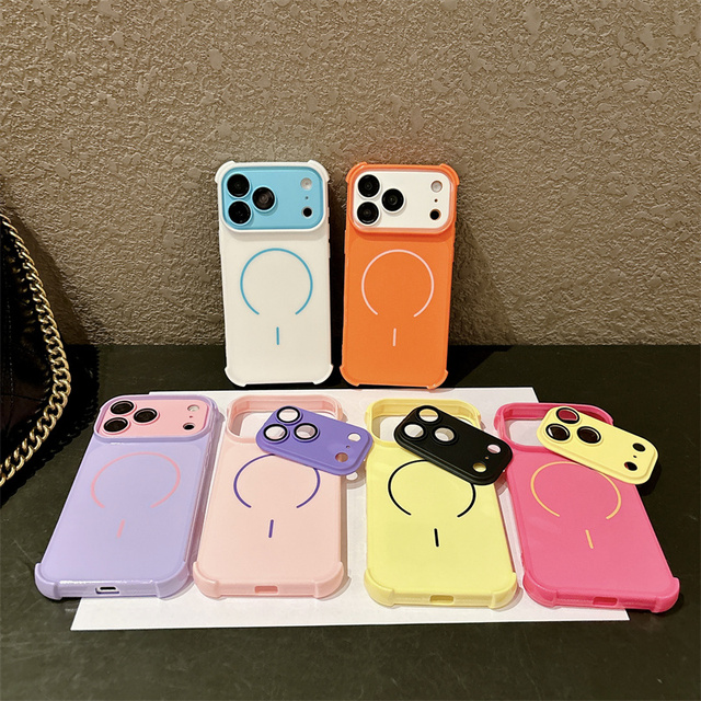 Luxury Shockproof Magnetic Phone Case for iPhone 18ProMax 17 16 15 Plus Detachable Camera Lens Protective Two-Tone Matte Cover