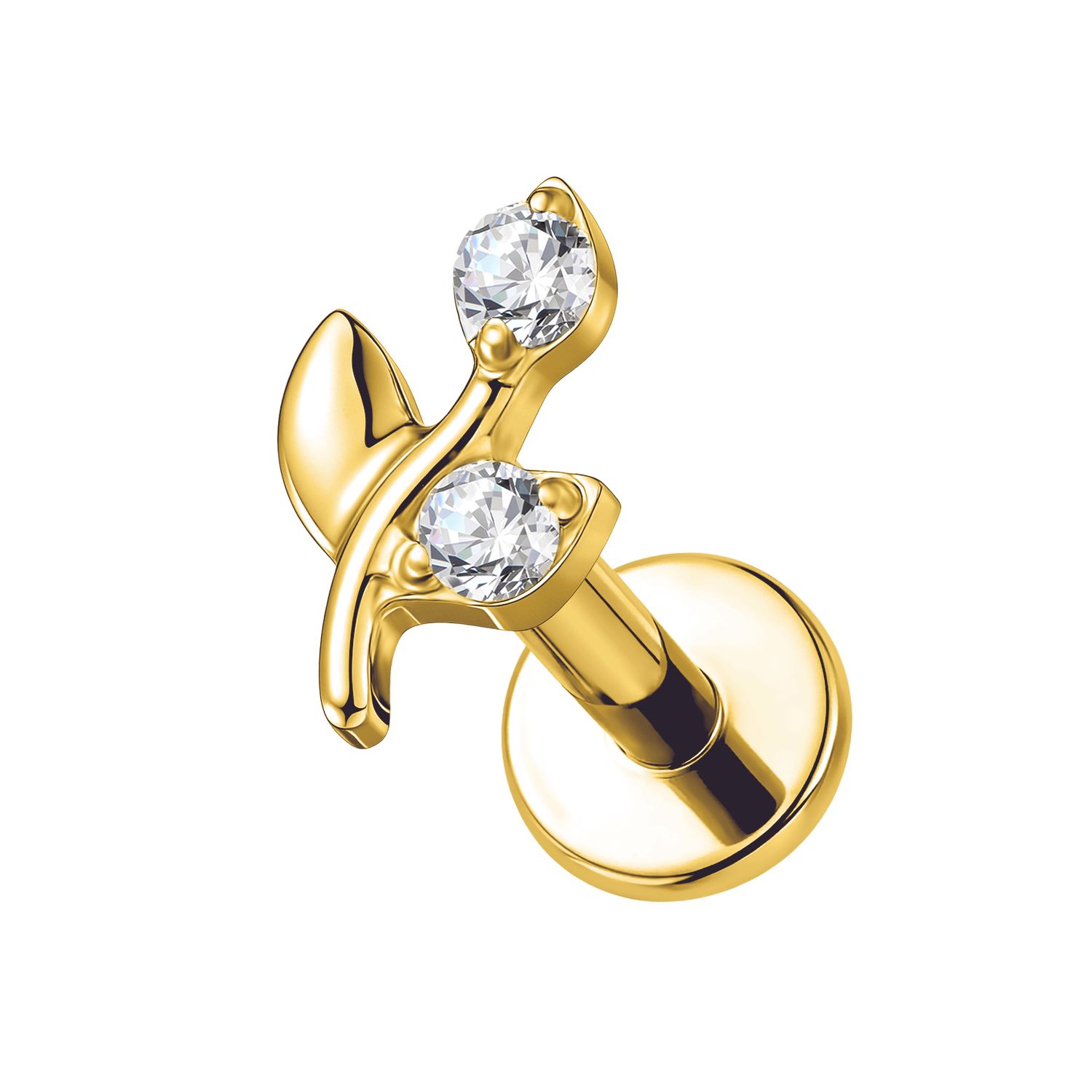 Clou labret fleur dorée dos plat B