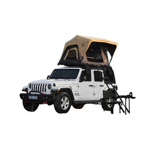 Tente de toit rigide à toit souple pour 4 personnes, en aluminium, vente en gros, camping en plein air pour SUV, voiture, camion, vente chaude, dorée - Product Image 1