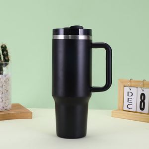 40oz Car <b>Travel</b> H2.0 <b>Handle</b> Tumbler Vacuum <b>Mug</b> Lid Straw Non-Slip Base ODM OEM Custom Color - Product Image 4