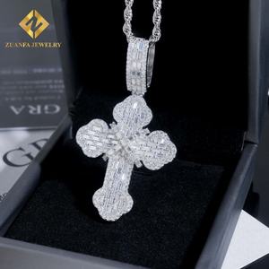 Productos de Tendencia 2025, Colección de Colgantes de Cruz con Moissanita de Color, Colgante Hip Hop con Incrustaciones, Joyería Religiosa - Product Image 4