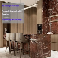 Meubles de cuisine design modernes, armoires de cuisine modulaires personnalisées en quartz et mélamine ignifugée, combinaison de couleurs bois, design SPA