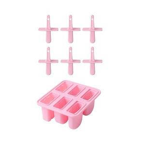 Moule à glaces en silicone 6 cavités, qualité alimentaire, écologique, sans BPA, réutilisable, pour glaces maison et bâtonnets de glace DIY, motif dessin animé - Product Image 6