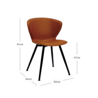 Chaise de salle à manger rembourrée en plastique avec pieds en métal noir, coque ergonomique, design moderne et contemporain pour la maison et la cuisine