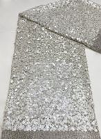 Nouveau tissu à carreaux avec broderie de paillettes de 5+9+12 mm pour robes, gowns, vestes, vêtements de mode, chaussures, sacs, chapeaux et matériaux à paillettes