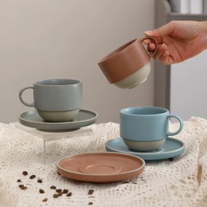 Quality Modern Ceramic Porcelain Cup Saucer Set Eco-Friendly Dishwasher Microwave Safe <b>200ml</b> Capacity Customized Color <b>Milk</b> Gift - Product Image 2