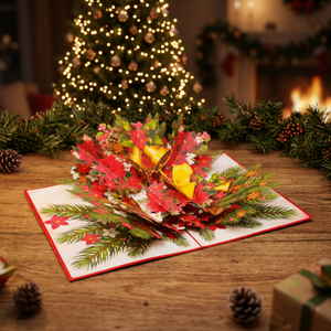 Vente en gros de cartes 3D Pop-up tendance en papier artisanal vietnamien, motif Poinsettia de Noël, impression offset, cadeaux et artisanat Viet-craft - Product Image 4