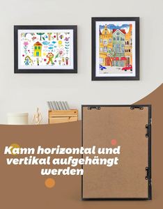 Kids Artwork MDF <b>Photo</b> <b>Frame</b> with Shatter Resistant Glass Customized Size Changeable Design in <b>Black</b> - Product Image 3