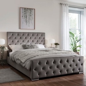 Cadre de <span class=keywords><strong>lit</strong></span> ottoman avec rangement et boutons diamantés, taille double 4 pieds 6 - Product Image 2