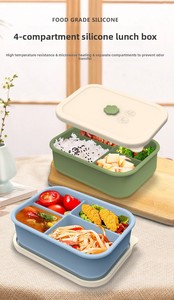High-Capacity Four Grid Food Grade Silicone Bento Lunch Box BPA Free Heatable Leak Proof with <strong>Lid</strong> - Product Image 3