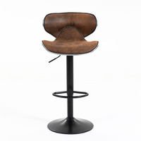 Tabourets de bar modernes à hauteur de comptoir en similicuir Pu Chaises d'îlot rembourrées avec rembourrage Dossier noir et repose-pieds