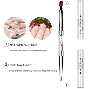 Stylo à ongles photothérapie à double tête 2-en-1 Construction en acier gel Push Long Rod Flat Nylon Hair Shape Color Tone Nail Brush - Product Image 6