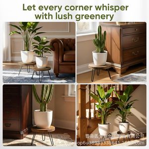 Cross-border wooden flower pot <b>shelf</b>, simple round wooden stump, retro <b>desktop</b> ornament, succulent potted plant decorative base - Product Image 2