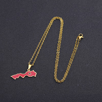BINSHUO Vente en gros Bijoux personnalisés en acier inoxydable, Pendentif goutte d'huile Carte du Maroc Drapeau National pour Hommes, Collier de couple pour Femmes