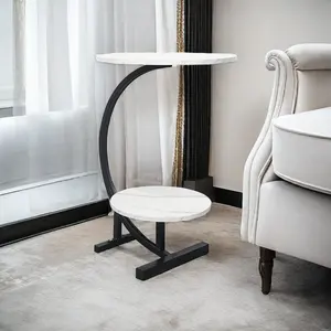 현대적인 디자인 더블 대리석 티 사이드 테이블 소파 침대 옆 잡지 랙 침실 끝 테이블 커피 테이블