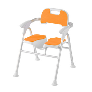 Ryusei Chaise de salle de bain pliable en alliage d'aluminium, chaise de douche antidérapante pour personnes âgées, handicapées, enceintes, 48 cm de large, 36 cm de long, orange - Product Image 3