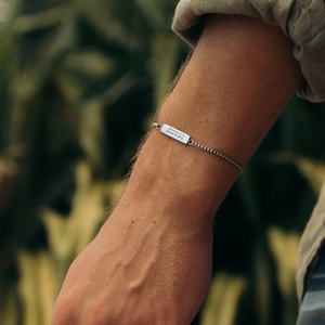 Inspire Jewelry – <span class=keywords><strong>Bracelet</strong></span> en acier inoxydable 18K or personnalisé <span class=keywords><strong>avec</strong></span> nom arabe, chaîne cubaine vierge rectangulaire, <span class=keywords><strong>Bracelet</strong></span> d'amitié pour Couple - Product Image 5