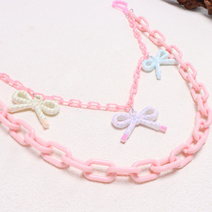 Cadena de cintura Yueli Dopamine Butterfly para mujer, lazo acrílico rosa, estilo hip hop, para salir de noche, cadena corporal de moda con doble anillo. - Product Image 4