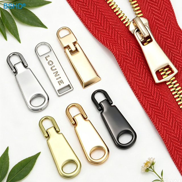 Zipper Puller Manufacturer Custom Zip Puller 5# 7# Gold Suitcase Zipper Pull Metal for Luggage Jackets Backpack Boots Purse Coat