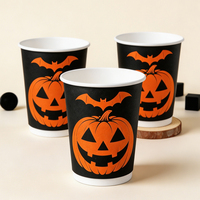 Gobelet à café en papier à double paroi pour Halloween, motif chapeau de sorcière, en kraft, isolé, résistant à la chaleur, jetable, pour boissons d'automne, 8 oz, fournisseur en gros