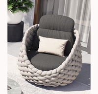 Ensemble de canapé d'angle en osier tressé de jardin confortable et luxueux, imperméable, avec sangle EQ, fauteuil œuf en aluminium avec coussins