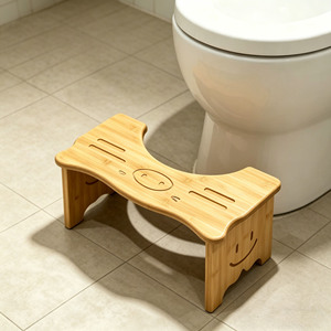 Repose-pieds ergonomique pliable en bambou pour toilettes, 40x20x19 cm, pour salle de bain, utilisation pour enfants en position accroupie, design en bois massif - Product Image 1