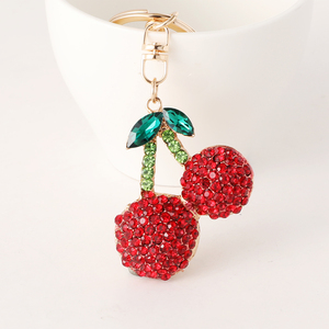 3D Pha Lê Cherry Keychain kim loại hợp kim lấp lánh Rhinestone trái cây quyến rũ dễ thương Túi Mặt dây chuyền cho phụ nữ lý tưởng cho các phím - Product Image 3