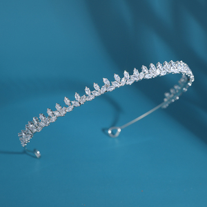 Prinzessinnen-Tiara für Abschlussball, Festkrone, Diadem, Braut-Haarband, Hochzeits-Kronenreif, Kupfer-Zirkonia-Kranz, Haaraccessoires - Product Image 2
