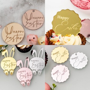 ที่ประดับเค้กอีสเตอร์รูปน้ำผึ้งและน้ำตาลหวาน ป้ายอะคริลิคแบบกระจกสีทอง เงิน โรสโกลด์ ชมพู ม่วง สำหรับตกแต่งงานปาร์ตี้ - Product Image 5