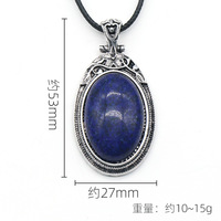 Vente chaude Goutte D'eau Pierre Naturelle Pendentif Collier Antique Argent Plaqué Pierre Naturelle Pendentif Collier pour Femmes Hommes Couples